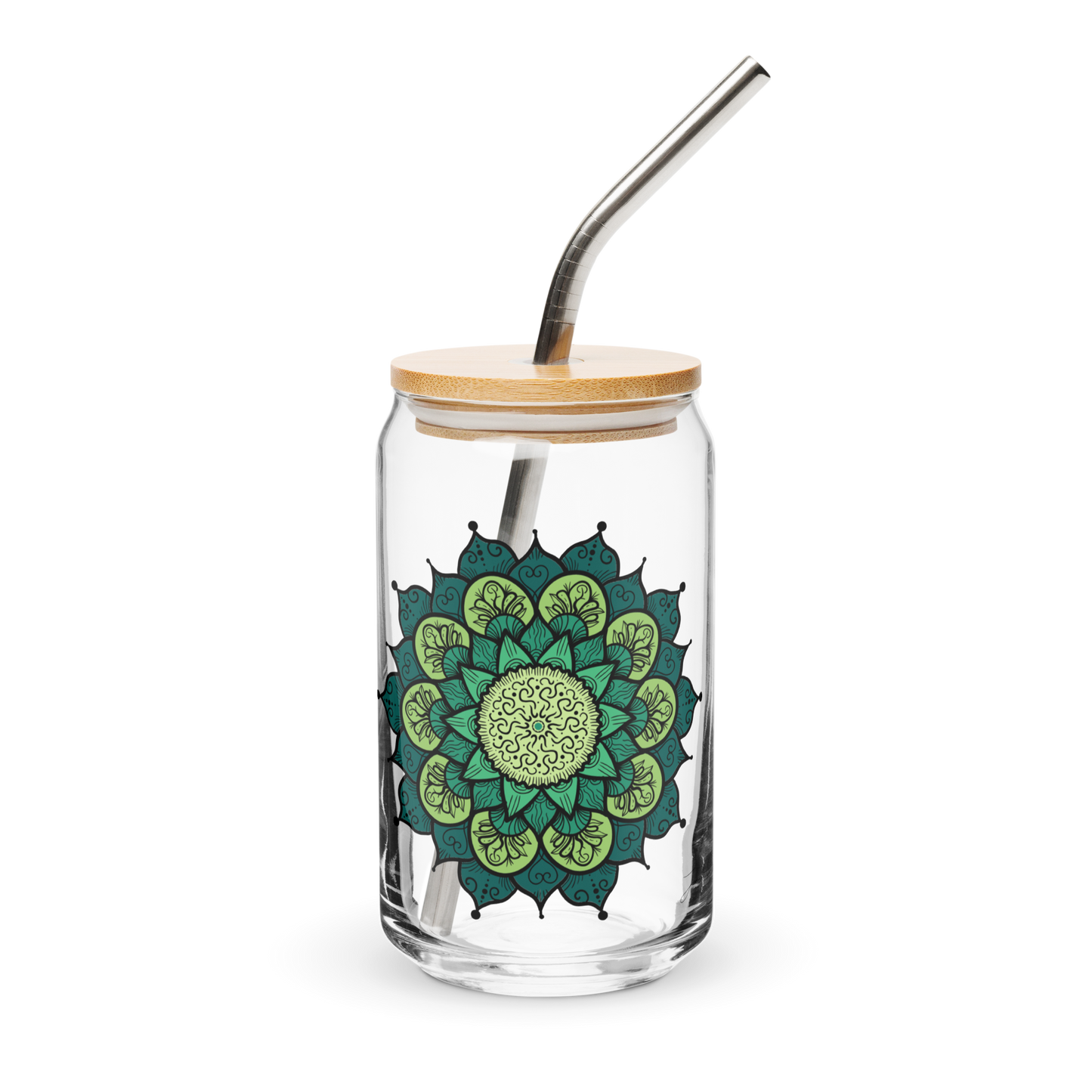 Shanti Can-Shaped Glass w/ Straw and Lid 16 oz