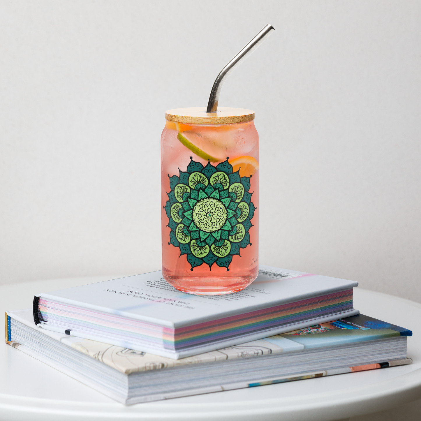 Shanti Can-Shaped Glass w/ Straw and Lid 16 oz