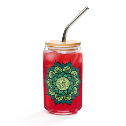 Shanti Can-Shaped Glass w/ Straw and Lid 16 oz